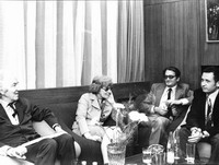 Robert Graves and Beryl with unidentified Hungarian writers  Budapest October 1974
